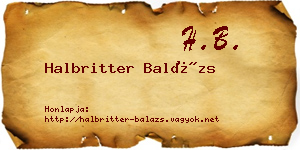 Halbritter Balázs névjegykártya
